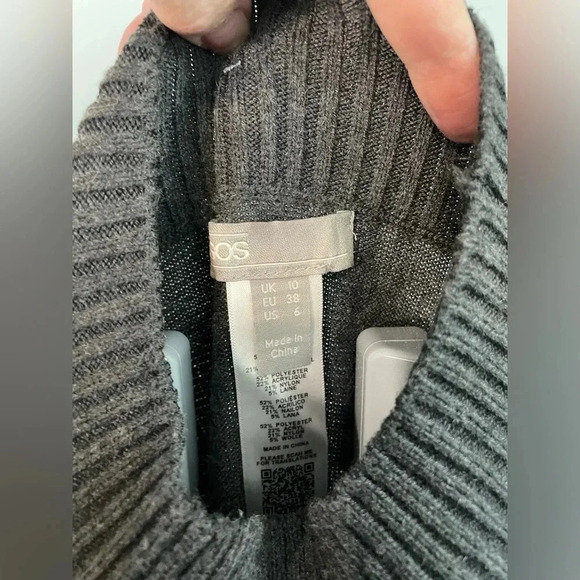 ASOS split‎ side turtleneck grey sweater size 6 -B12 - Picture 3 of 9